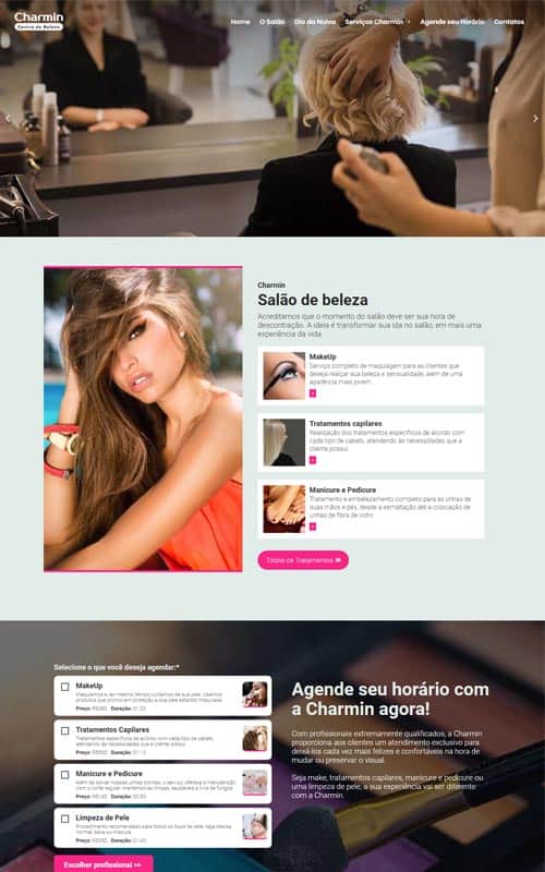 Modelo de site para salões de beleza, barbearias, cabeleireiros, manicures e depiladores