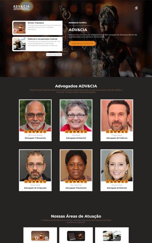 Modelo de Site para empresas de consultoria jurídica, advogados e escritórios de advocacia
